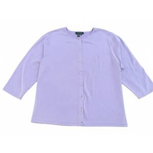 Lauren Ralph Lauren Silk Blend Cardigan Pearl Buttons Purple 3X Preppy coquette